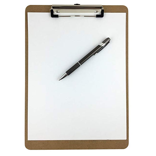 Clipboard 9x12 Inches Hardboard With Low Profile Metal Clip For Letter Size Holds Papers Securely And Neatly
