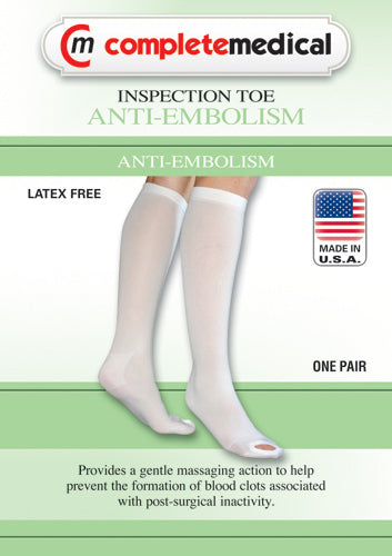 Anti-Embolism Stockings XL Long 15-20 mmHg Below Knee White Inspection Toe Non-ambulatory Use Nylon Spandex