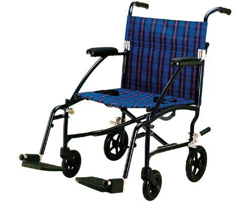 Fly-Lite Transport Chair 19in Blue Aluminum Frame
