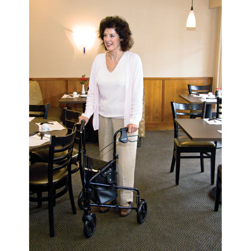 Carex Trio Rolling Walker 3-Wheel Lightweight With Locking Brakes Foldable and Carry Bag