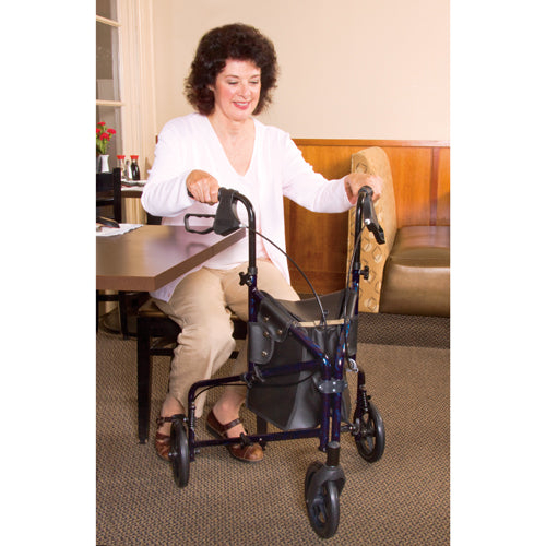 Carex Trio Rolling Walker 3-Wheel Lightweight With Locking Brakes Foldable and Carry Bag