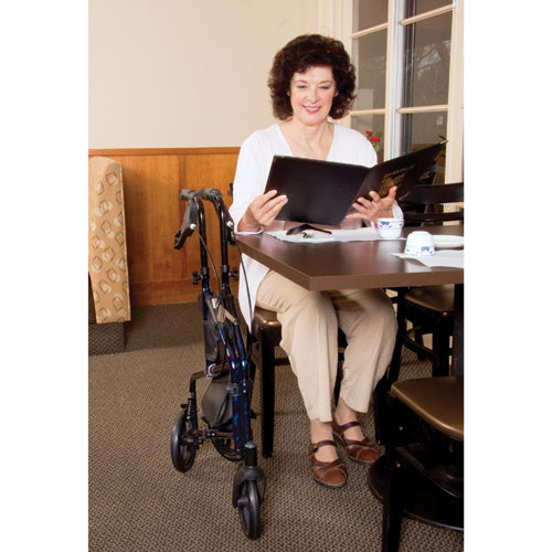 Carex Trio Rolling Walker 3-Wheel Lightweight With Locking Brakes Foldable and Carry Bag