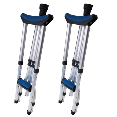 Carex Folding Crutches Pair Aluminum Adjustable 41 To 58 Inches With Cushioned Blue Pads