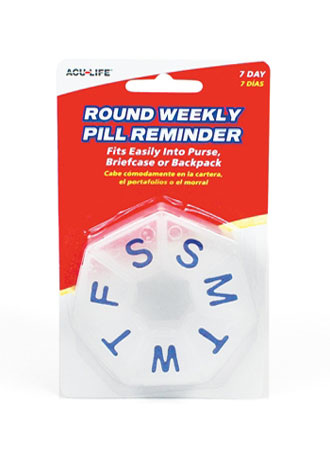 Acu-Life Round Weekly Pill Reminder 3in Clear