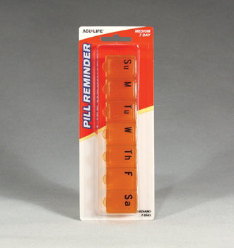 Acu-Life Pill Minder 7 Day Pill Organizer Medium Orange With Raised Letters Carded For J-Peg