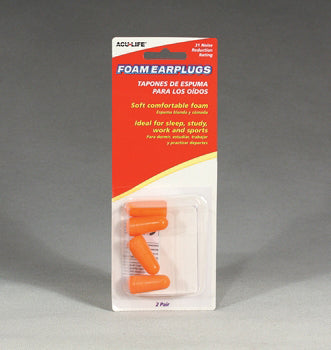 Acu-Life Foam Earplugs Soft Comfortable Orange 2 Pairs