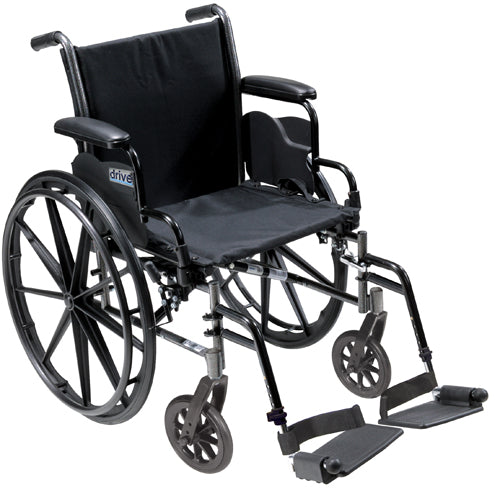 Drive Medical K3 Lightweight Wheelchair 18 Inch With Desk Arms And Swing Away Footrests Black