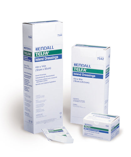 Kendall Telfa Island Dressing 2 in x 3-3/4 in Box of 50 Latex-Free Sterile Non-Adherent for Lightly Draining Wounds