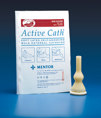 Mentor Active Male External Catheter Medium 28mm Self Adhering Latex For Extended Wear
