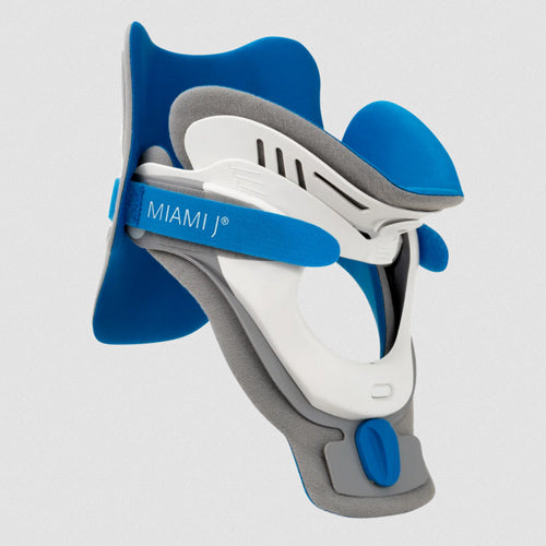 Miami J Select Cervical Collar Universal Adjustable Blue Gray With Patented Locking Mechanism