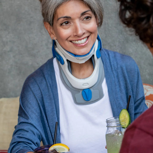 Miami J Select Cervical Collar Universal Adjustable Blue Gray With Patented Locking Mechanism