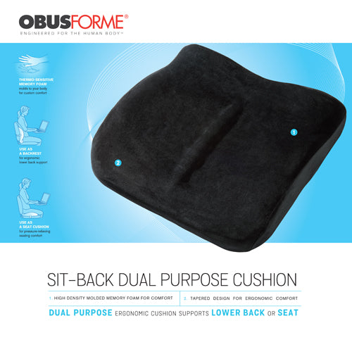 ObusForme Sitback Cushion Black 15x15x3