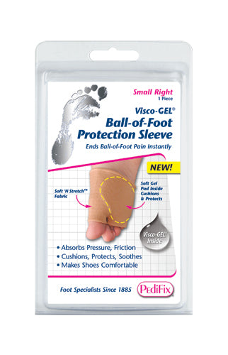 PediFix Visco-Gel Ball-of-Foot Protection Sleeve Small Right Metatarsal Heads Cushion