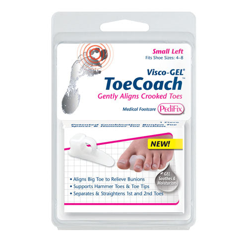 Visco Gel Toecoach Small Left Toe Spacer And Hammer Toe Cushion For Bunions And Toe Alignment Support