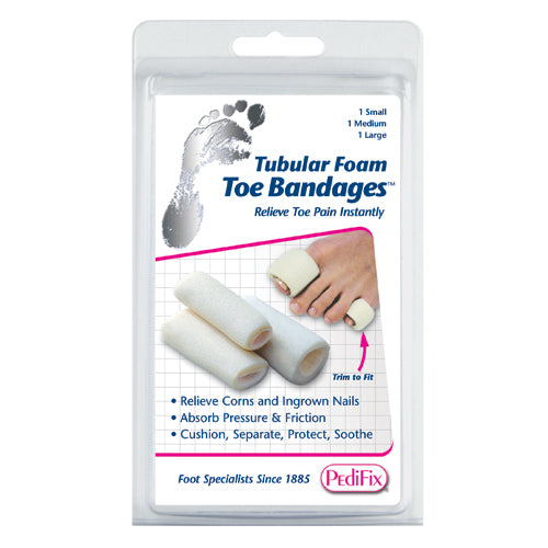 Tubular Foam Toe Bandage Pack Of 3 Cushions Toes Reduces Friction And Irritation Sizes S M L