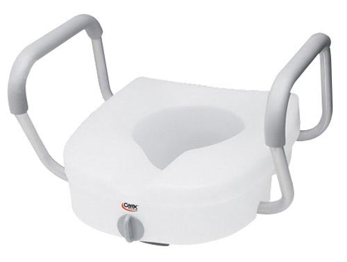 Carex Raised Toilet Seat With Arms EZ Lock Adjustable Width 18 to 20 Inches 5 Inch High