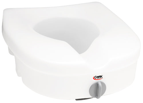 Carex E-Z Lock Raised Toilet Seat with 5-Inch Height, Secure Locking Mechanism, Built-In Hand Grips, and Easy Installation for Mobility Assistance