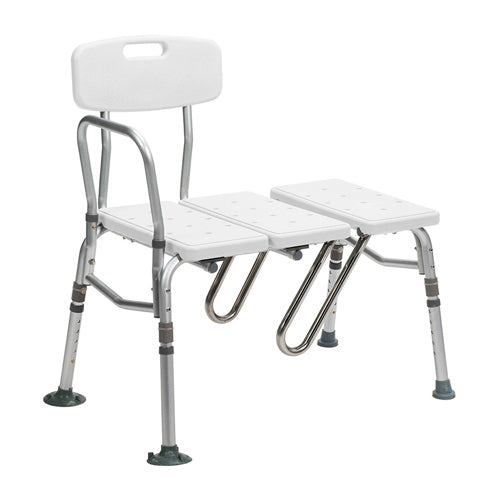 Splash Defense Shower Transfer Bench With U Shape Cutout Backrest And Adjustable Height