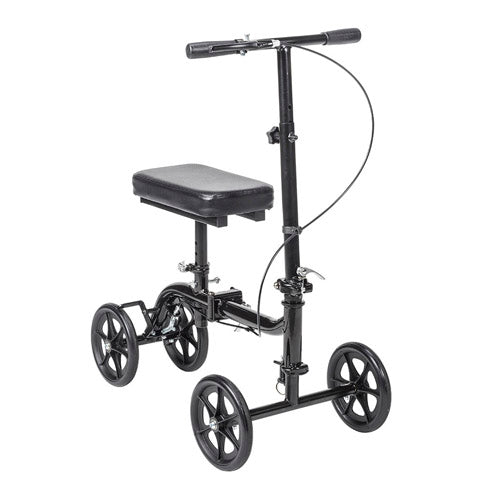 Economy Folding Knee Walker Retail Pack 350 lb Capacity Adjustable Height 4 ft 11 in to 6 ft 6 in Indoor Outdoor Use