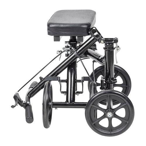 Economy Folding Knee Walker Retail Pack 350 lb Capacity Adjustable Height 4 ft 11 in to 6 ft 6 in Indoor Outdoor Use