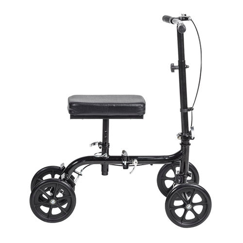 Economy Folding Knee Walker Retail Pack 350 lb Capacity Adjustable Height 4 ft 11 in to 6 ft 6 in Indoor Outdoor Use