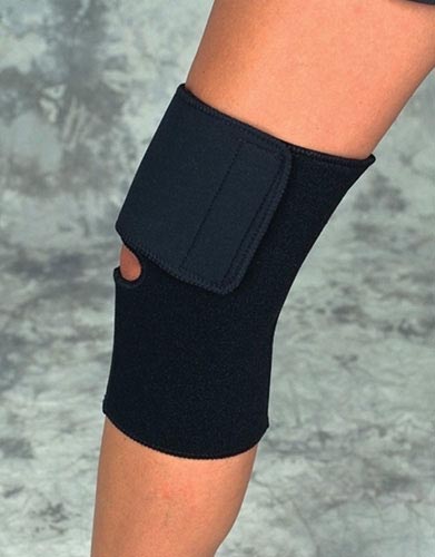 SportAid Black Neoprene Knee Wrap Small 13 to 14 Inches Adjustable Velcro Strap
