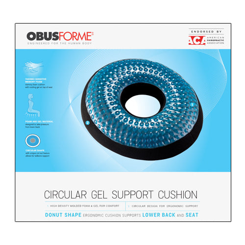 Blue Circular Gel Seat Cushion With Tailbone Support And Heat Reducing Pad Ergonomic