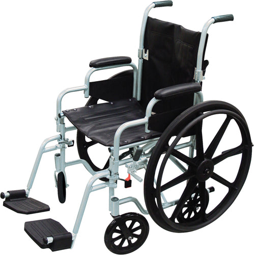 18-Inch Convertible Wheelchair Transport Chair Lightweight All Aluminum Frame With Quick Release Wheels