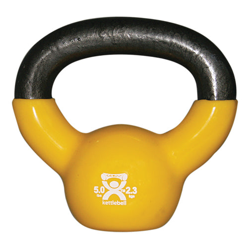 Kettlebell Vinyl Coated Weight Yellow 5Lb 8 Diameter