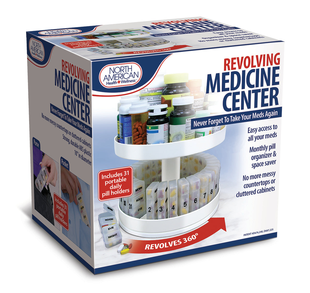  Revolving Medicine Center W/31Daily Pill Compartments