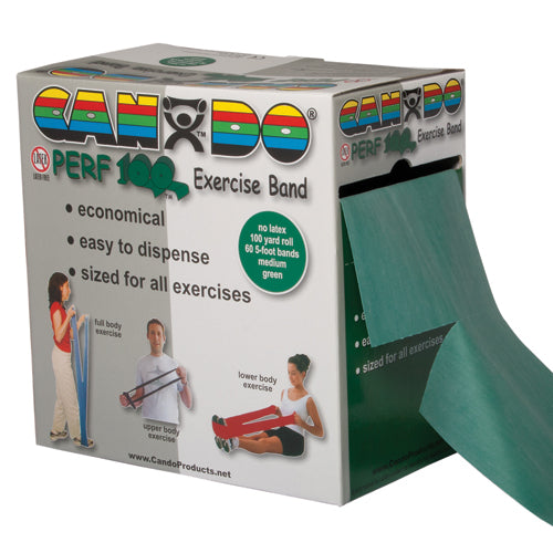  Cando No Latex Exercise Band Green Medium 100Yd Dspnser Box