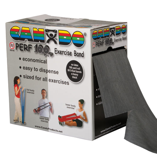  Cando No Latex Exercise Band Black X-Heavy 100Yd Dspnsr Box