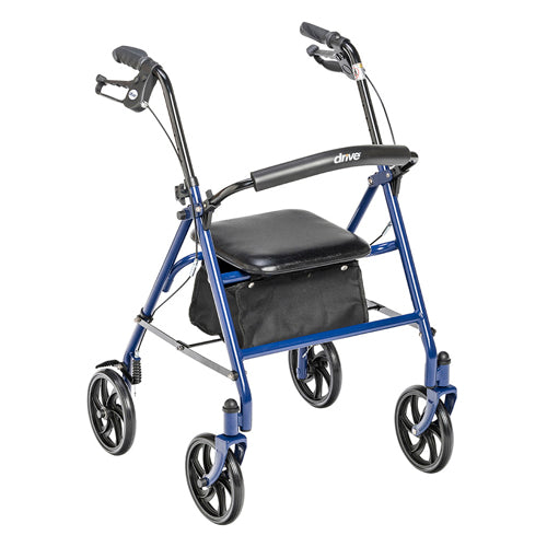 4 Wheel Steel Rollator W/7  Casters & Basket- Loop-blue