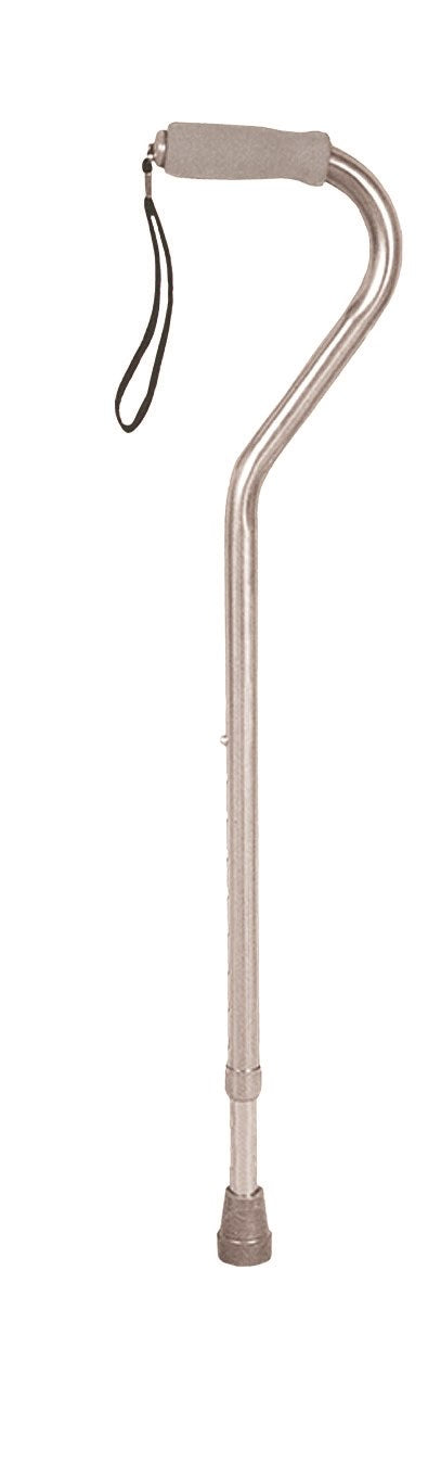  Deluxe Adjustable Cane Offset W/Wrist Strap-Silver
