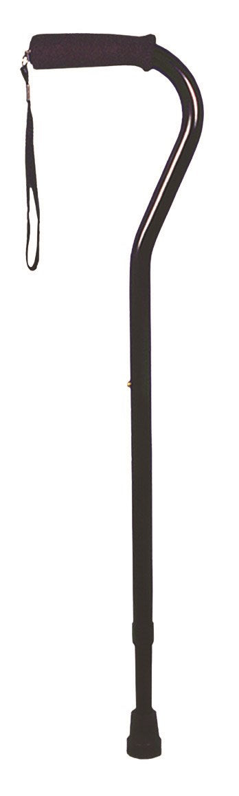  Deluxe Adjustable Cane Offset W/Wrist Strap-Black