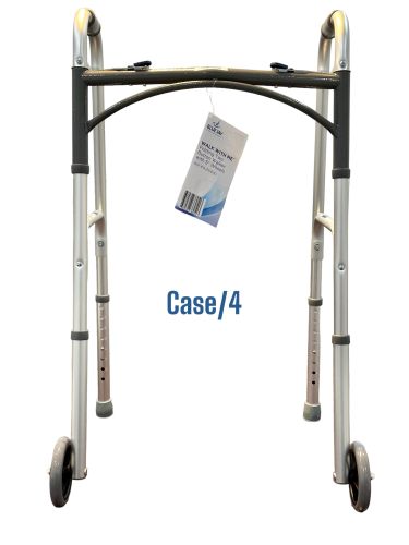 Walk With Me Folding Aluminum 2 Button Walker W/5 Wheels Cs4