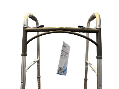 Walk With Me Folding Aluminum 2 Button Walker W/5 Wheels Cs4