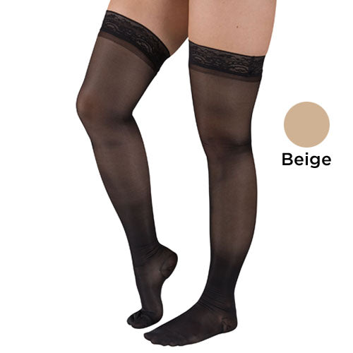  Ladies Shr Moderate Supprt Lg 15-20Mmhg Thgh W/Staytop Beige