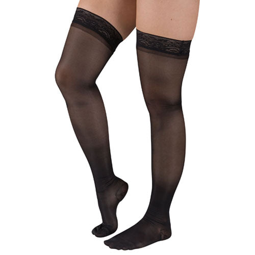  Ladies Shr Moderate Supprt 2X 15-20Mmhg Thgh W/Staytop Black