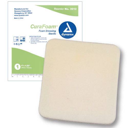  Curafoam Foam Dressing 4 X 4.25 Box 10