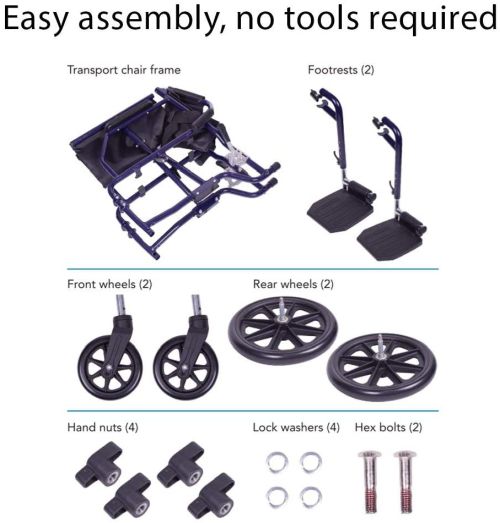 Transport Chair  19   Steel Metallic Blue  Folding
