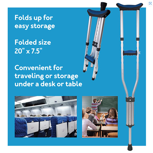 Carex Folding Crutches  Pair Universal Size